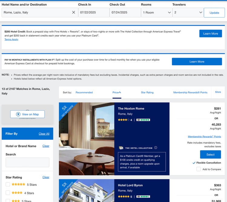 Amex hotel collection